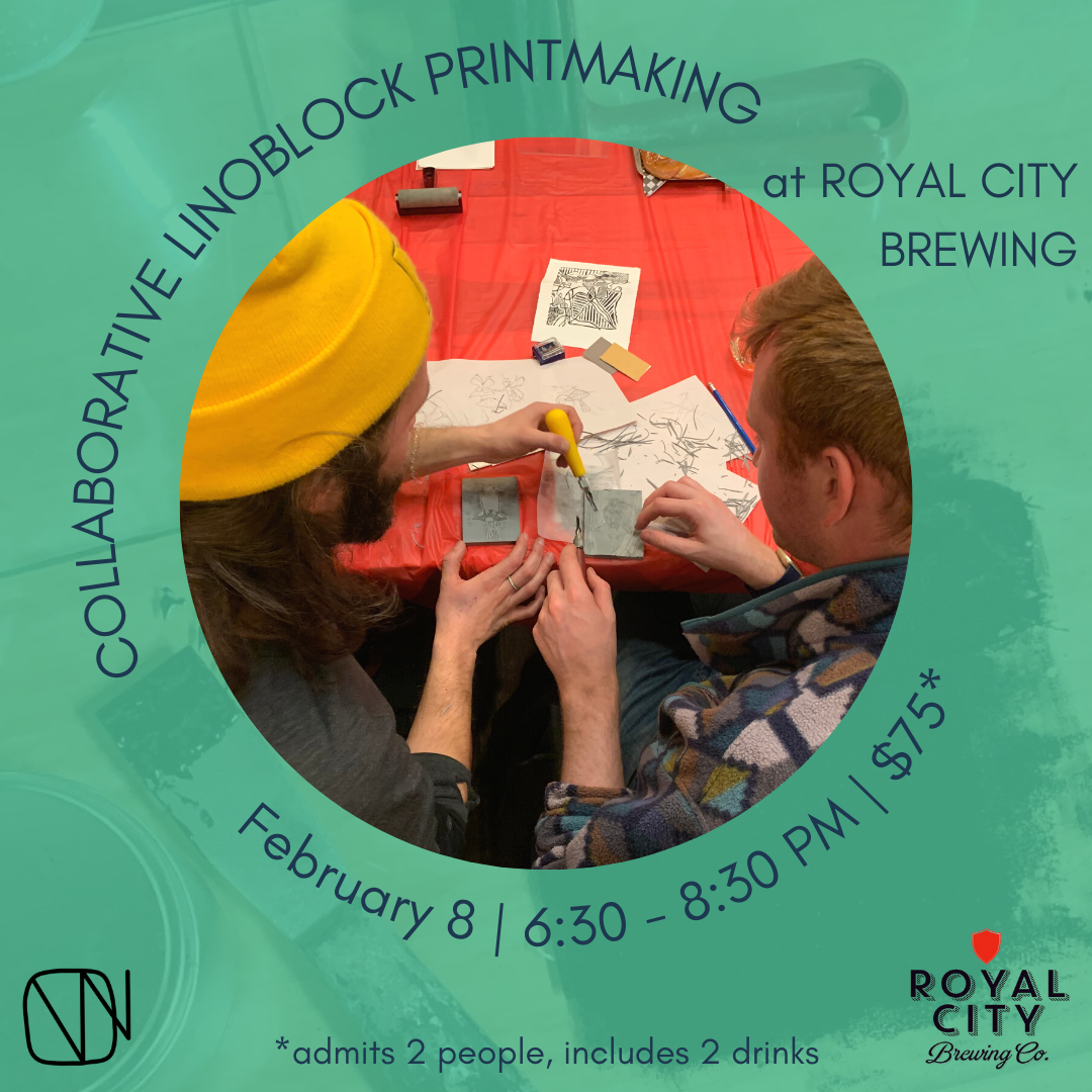 Collaborative Linoblock Printmaking at Royal City Brewing